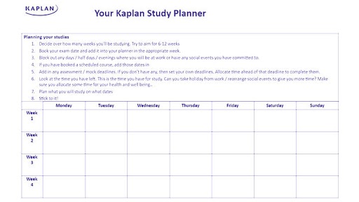 Kaplan Study planner Kaplan Study planner