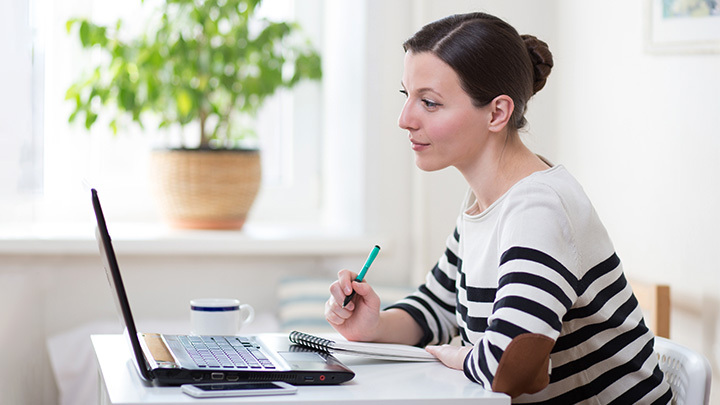 Woman working at laptop