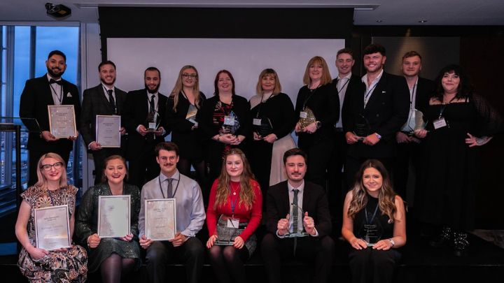 Apprentices who won awards in a group photo