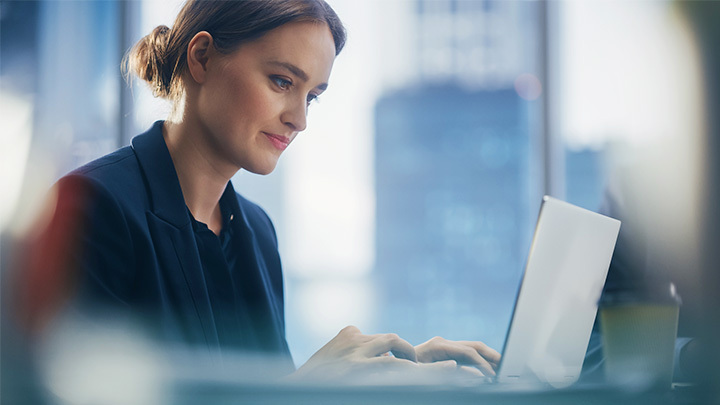 Woman working on laptop