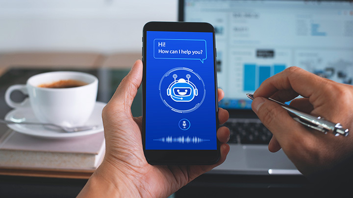 Mobile phone with AI bot on screen