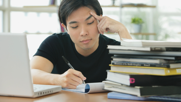 studying at a desk