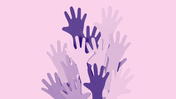 A collection of cut-out paper hands