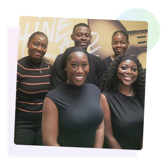 A group of five black interns