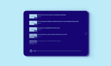 Illustration of a tablet with a selection of videos