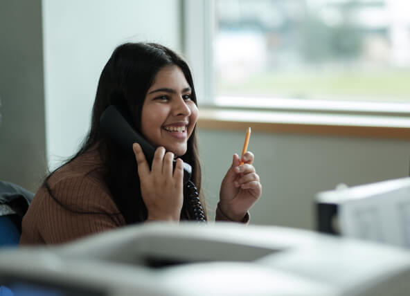 A woman on the phone