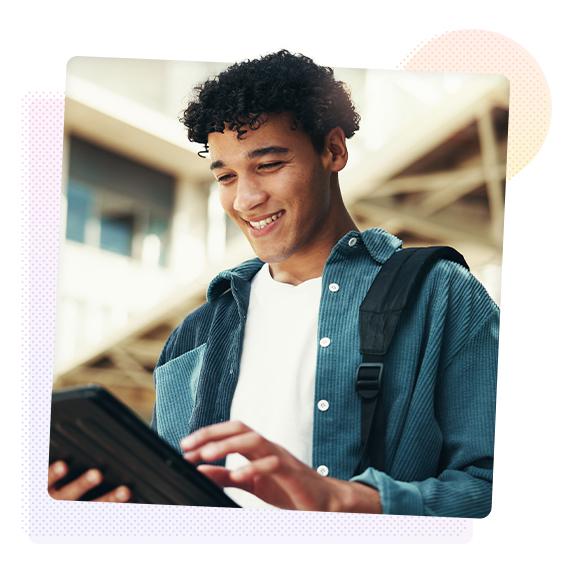 Man using a tablet device