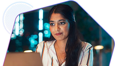 Woman looking at computernative