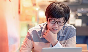 Man working on a laptop