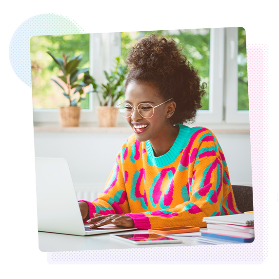 Woman working on a laptop