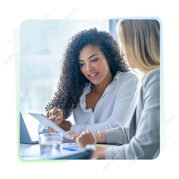 Woman smiling during meeting