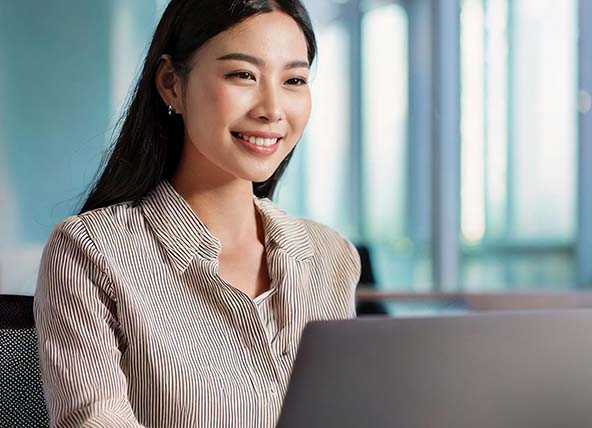 Woman using a laptop