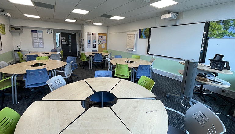 Classroom in Kaplan Cambridge centre 